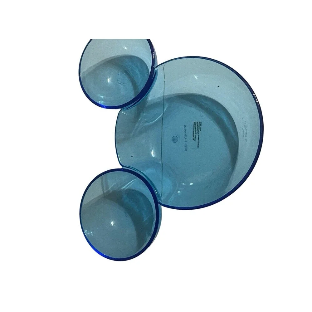 DISNEY MICKEY MOUSE EARS BLUE Plastic CHIP & DIP BOWL